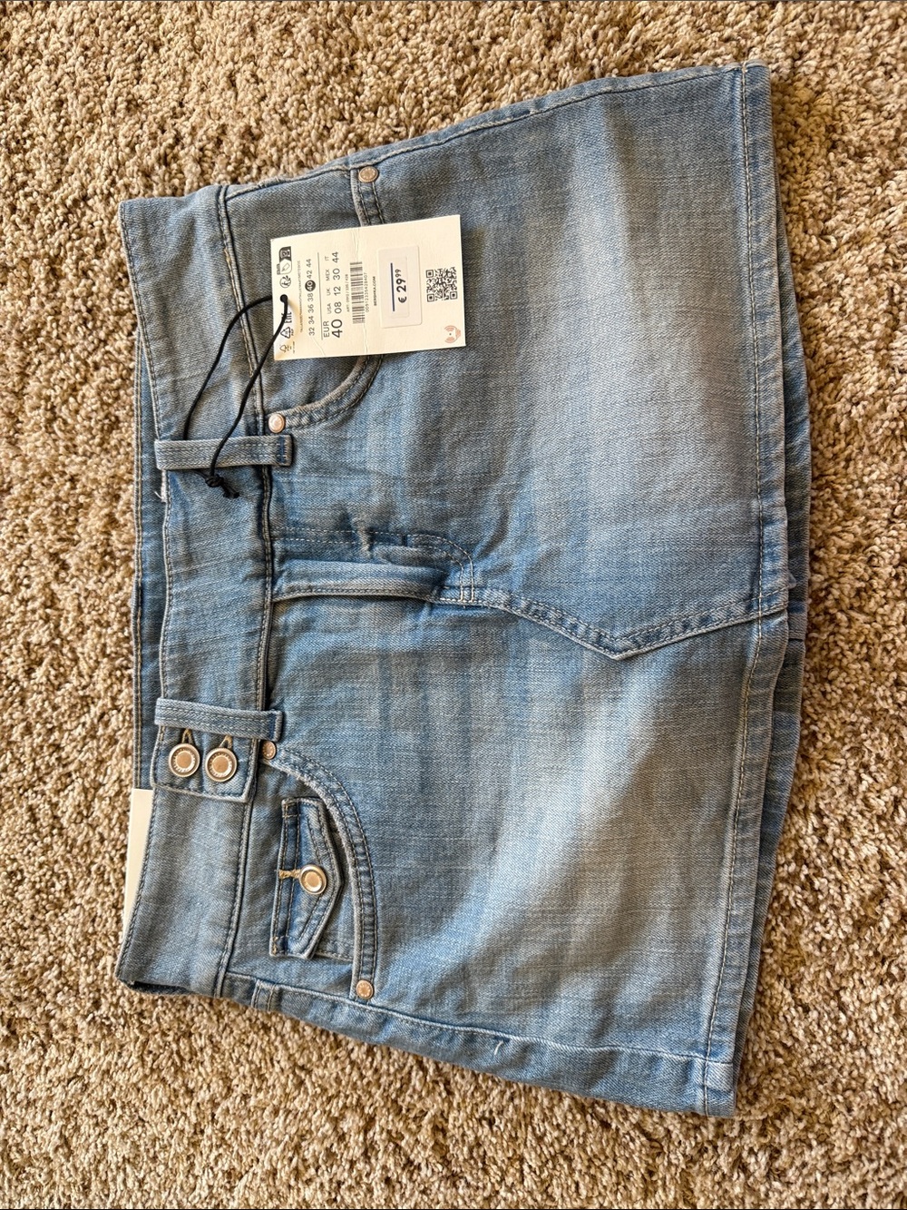 Bershka Light Blue Denim Mini Skirt